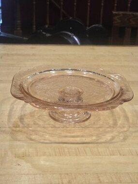 Vintage Indiana Glass Recollection Pink Madrid Pedestal Cake Stand 10.25